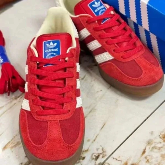 adidas Gazelle Red and White Women's Shoes - Picture 3 of 9